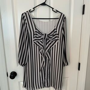 MIIN BLACK WHITE STRIPED 3/4 SLEEVE MINI DRESS OR TOP